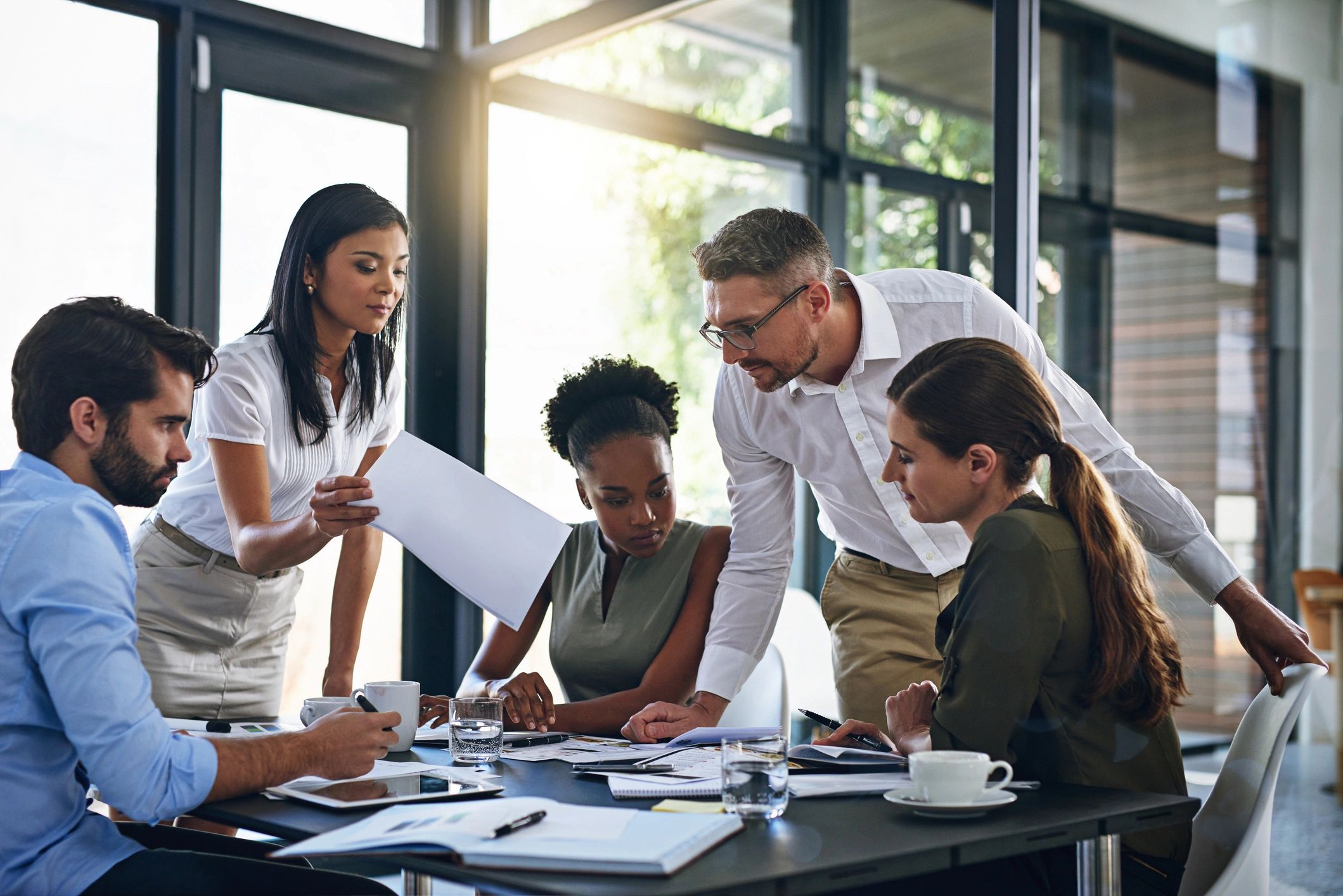 professional business team reviewing documents
